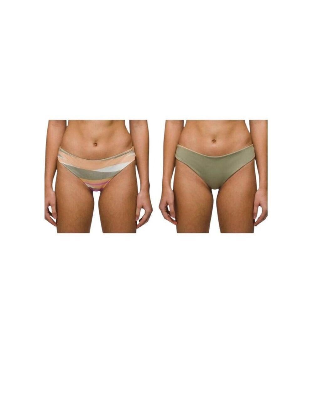 Prana Gemma Reversible Swim Bottom XL Green Stripe Bikini